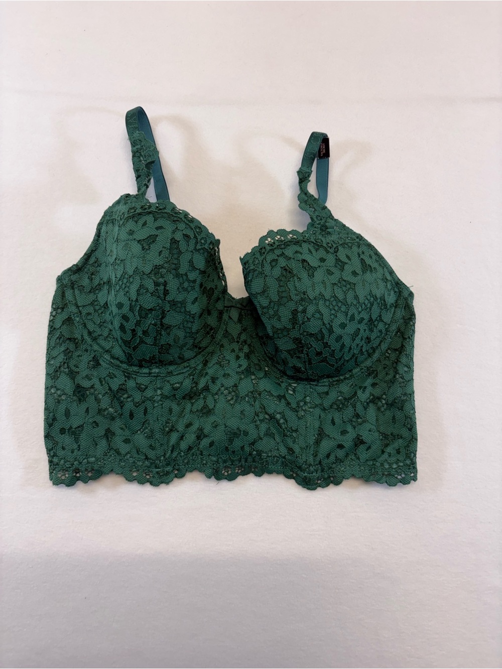 New Victorias Secret Dream Angels Wicked Bustier Green Gold Lace Push-Up Bra
